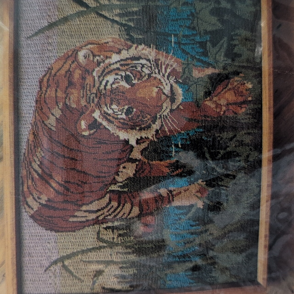 80s‎ Vintage Bengal Tiger  Duck Needlepoint Kit - Multicolor